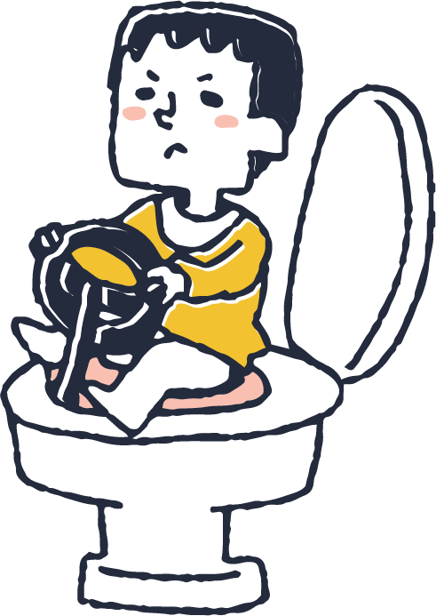 トイレをしている男の子のイラスト